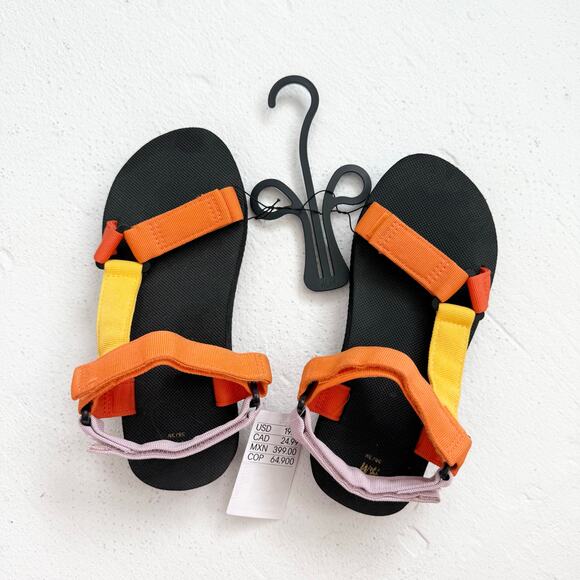 H&M Velcro Hook & Loop Orange Sandals, Size 7-8 - Picture 1 of 4